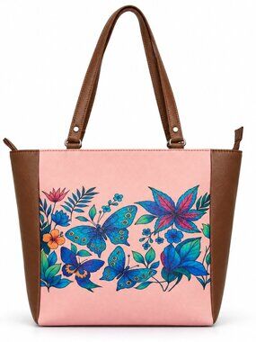 Printed Vegan Leather Shoulder Tote Bag for Ladies–Handbag , Purse for Daily Use